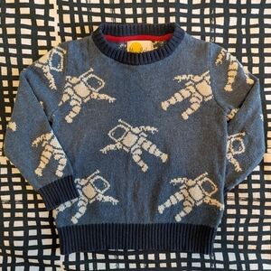 Mini Boden Blue Astronaut Sweater (3-4 Y)
